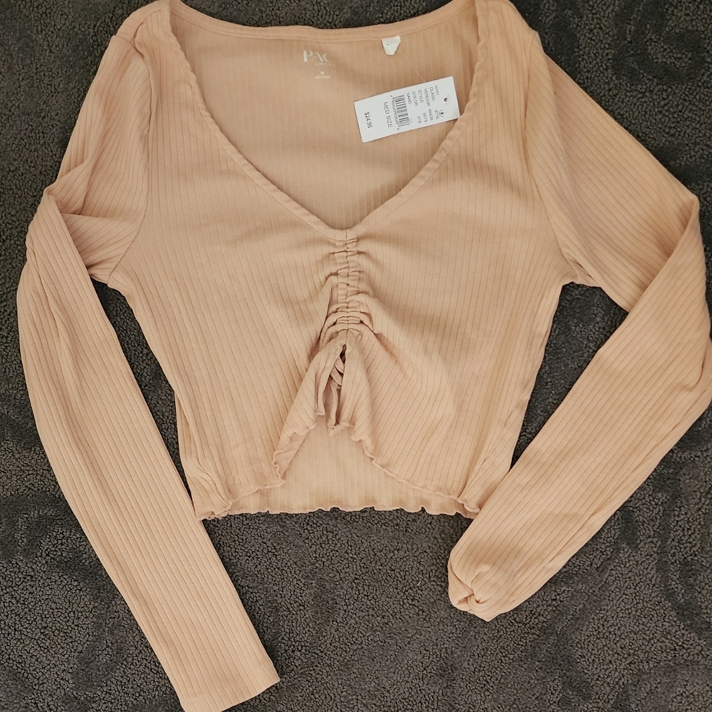 PAC Cares Sand color crop top size M